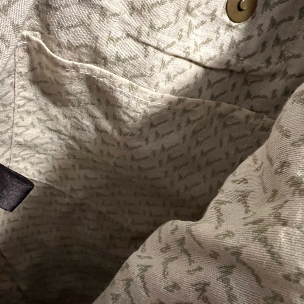 Tan Mona B Woven Tote with Geometric and Lace Details - Picture 10 of 11